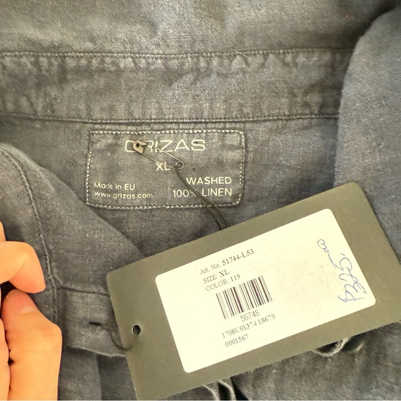 NWT Grizas Tunic 100% Linen Blue Lagenlook Asymmetrical Hem XL - Picture 6 of 14